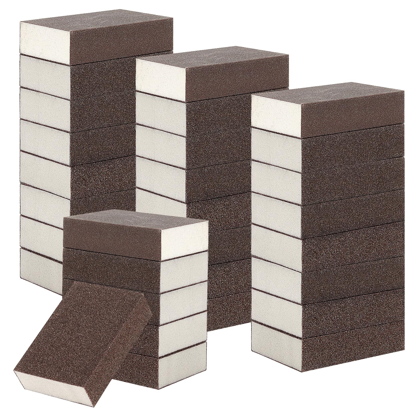KEILEOHO 30 Piece Sanding Sponge Set, 60, 80, 100, 120, 180, 220 Grit Sanding Sponges Emery Paper Hand Sander for Sanding, Polishing Metal, Wood, Steel, 10 x 7 x 2.5 cm
