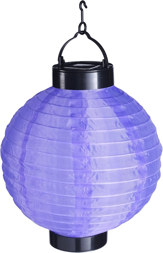 Purple LED Solar Powered Hanging Chinese Lantern 20cm by Lights4fun