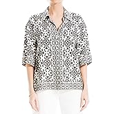 Max Studio Womens Rayon 3/4 Sleeve Button Front Blouse