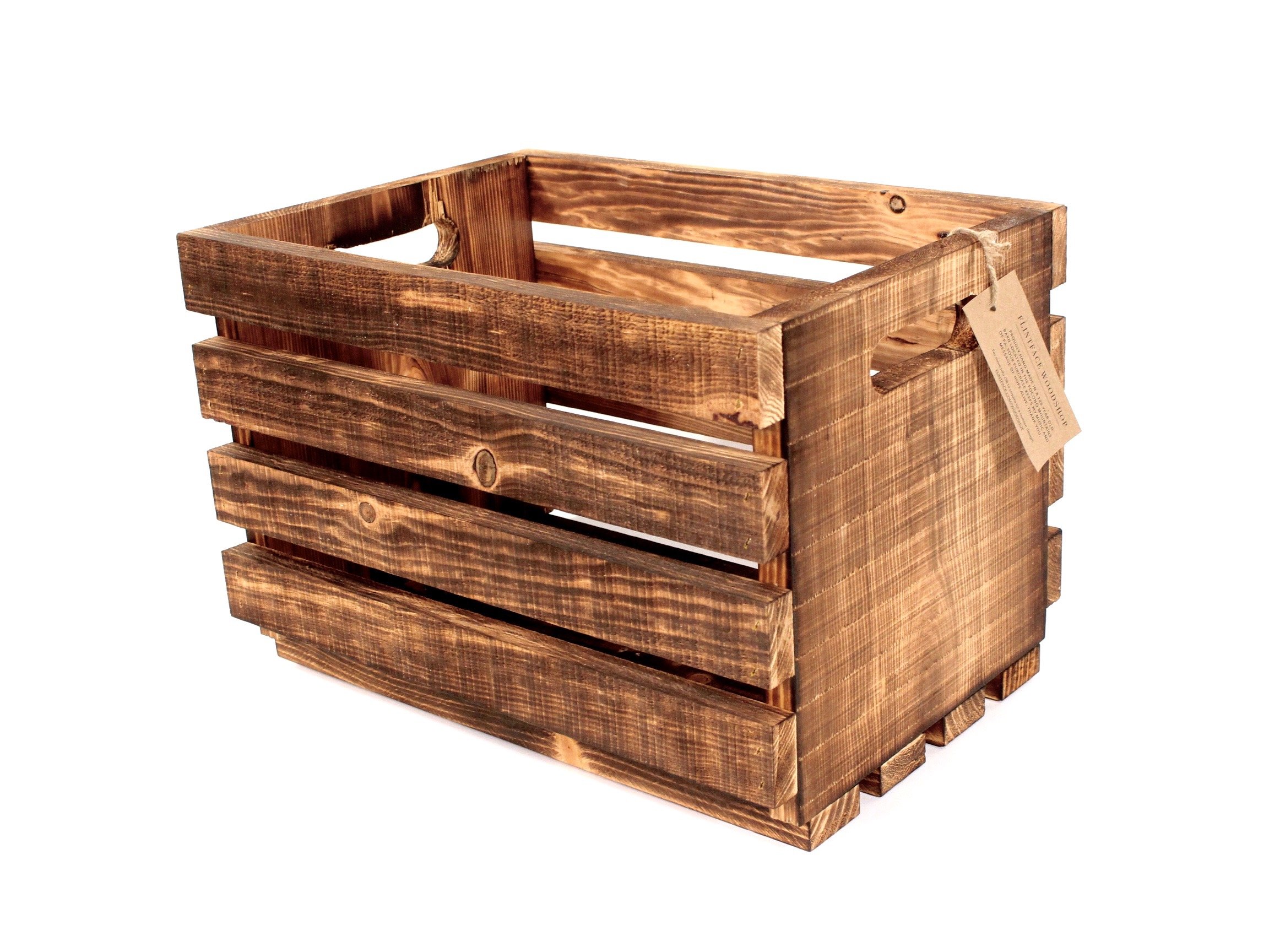 Handmade Classic Wood Crate With Handles Flintface on