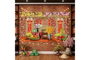 Lofaris Vietnamese New Year Decorations Banner, 70.8x43.3in TET Nguyen Dan Backdrop, Chuc Mung NAM Moi Happy Lunar New Year D