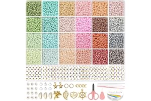 Redtwo 8500pcs 3mm Glass Seed Beads for Bracelet Making Kit, 24 Colors Small Beads for Friendship Bracelet Kits,Seed Bead Kit for Jewelry Making, Small Beads Kit for Girl Craft Gifts