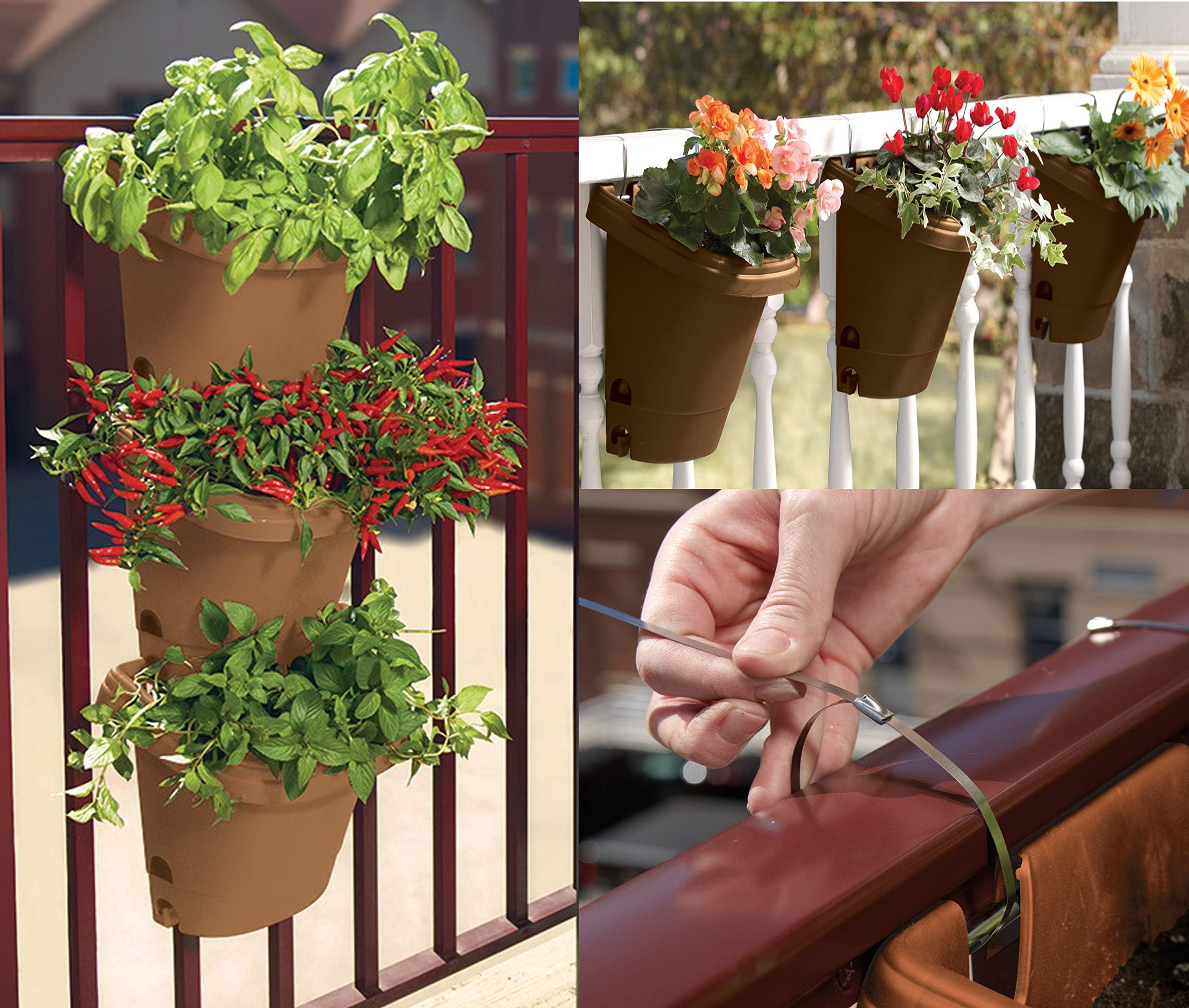 Bloem Hanging Garden Planter System 3 Pack, (One Pack, Chocolate)