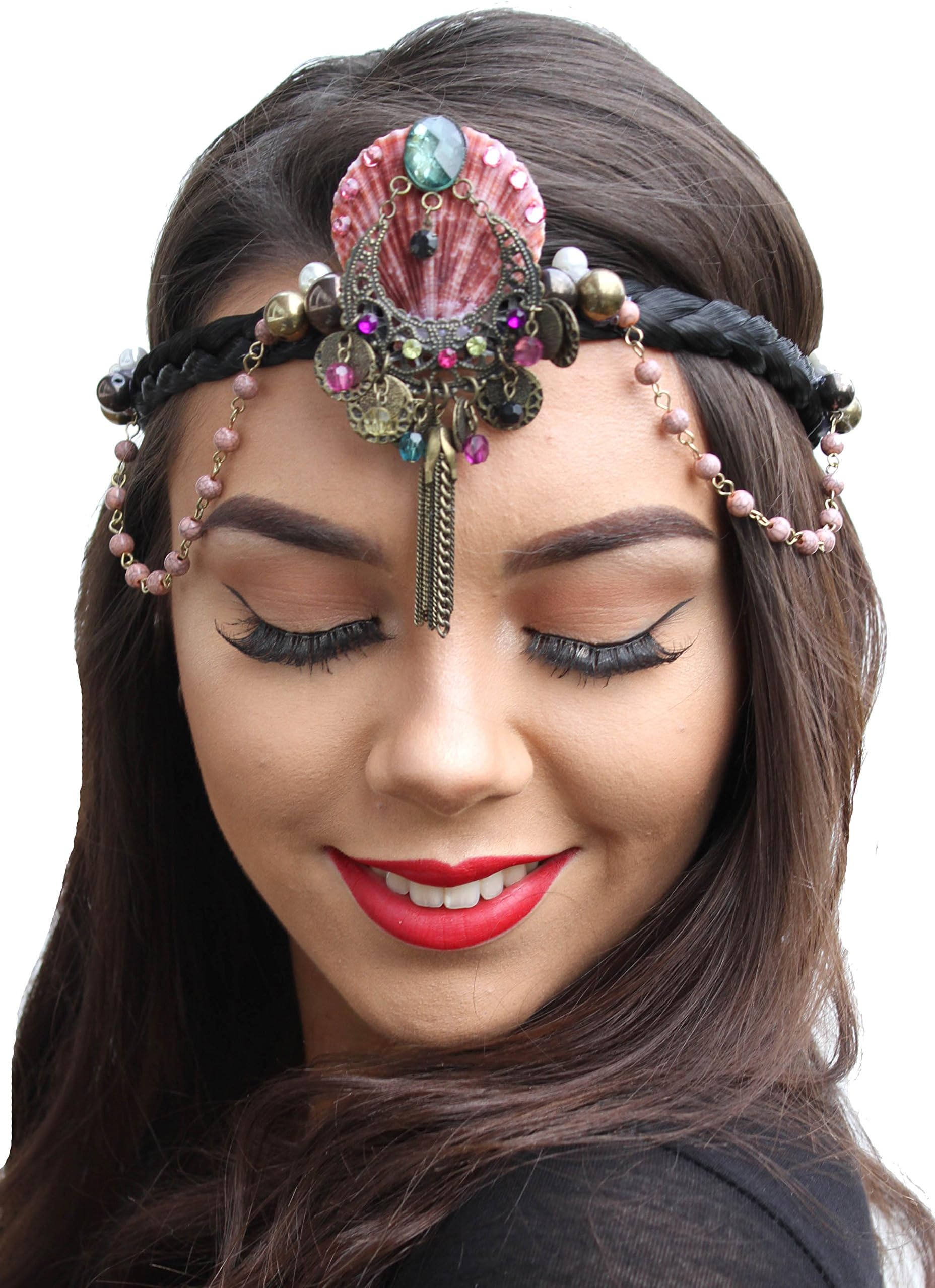 Mermaid Gypsy Boho Crown Sea Creature Shell Chain Forehead Band