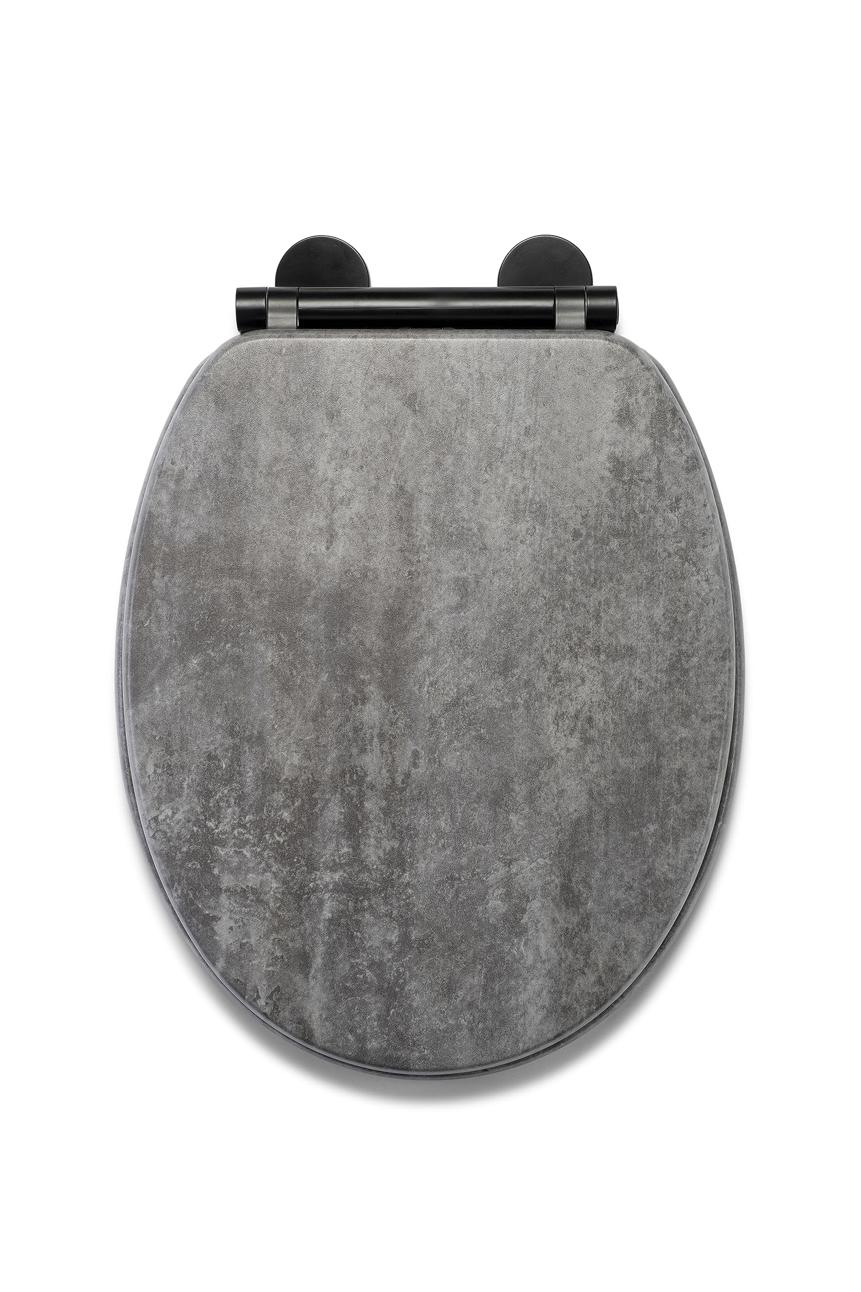 Croydex Kirkstone Grey Wooden Toilet Seat - Soft Close & Quick Release Button for Easy Cleaning, Adjustable Hinges with Top and Bottom Fixings Included (Slate Grey Soft Close Toilet Seat)