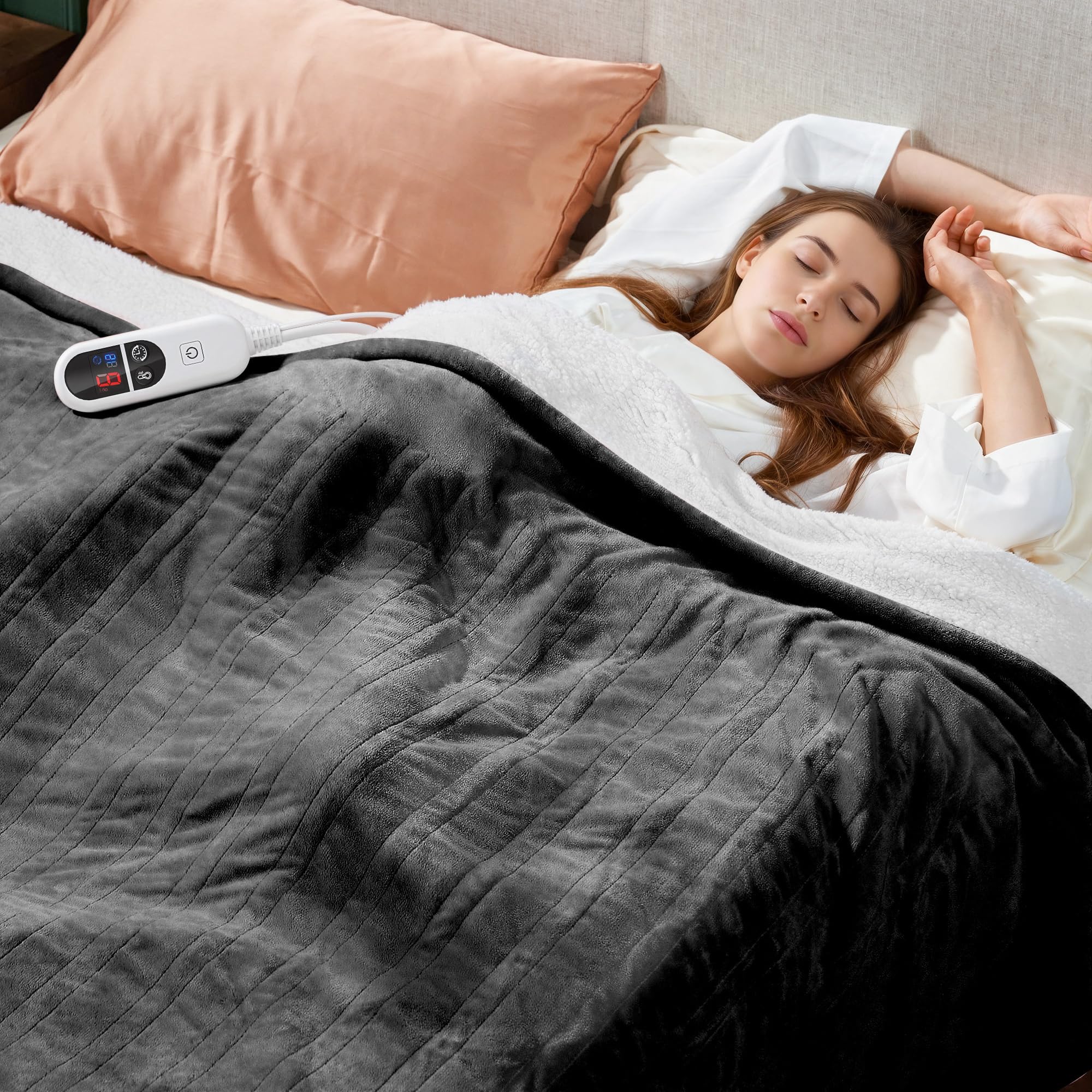 Photo 1 of Electric Blanket Heated Queen Size, Ultra-Soft 90" x 84" Heating Blankets, Fast, Even & Efficient Heating, 1-12 Hours Auto-Off and 6 Heatin Settings, UL Listed for Safety, Warm Gift for Grandma