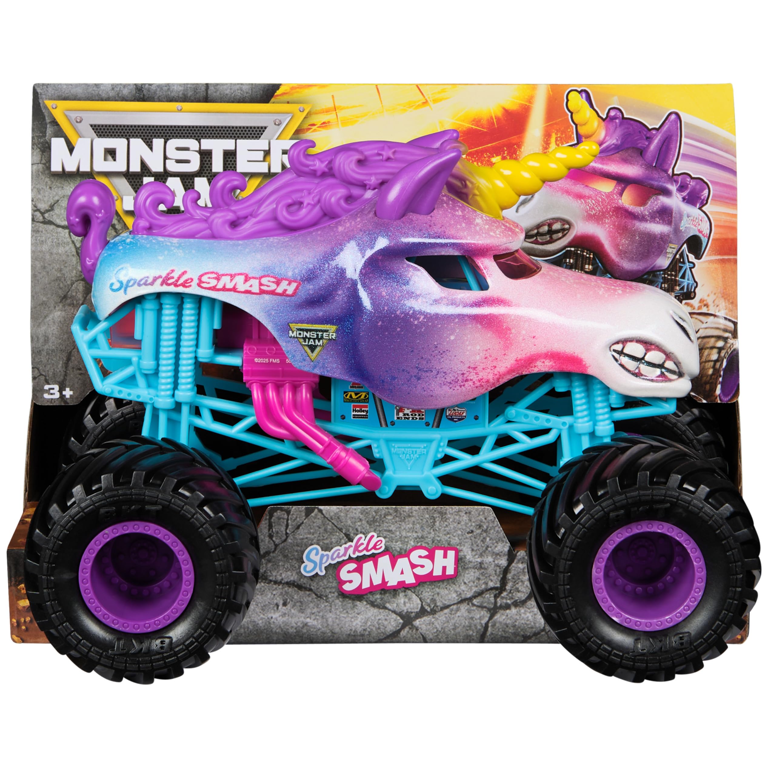 Monster Jam, Official Sparkle Smash Monster Truck Die-Cast 1:24 Scale Toy for Boys and Girls Ages 3+
