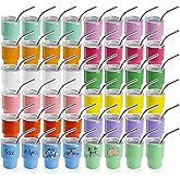 Joyclub 3 oz Mini Tumbler Shot Glass with Straw and Lid 48 Pack Colored Stainless Steel Sublimation Shot Tumblers Cup for Wedding Party Whiskey Favors