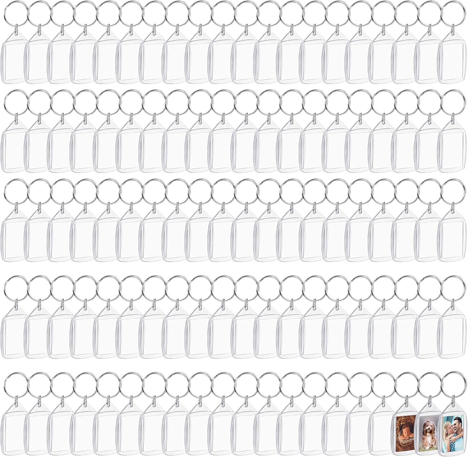 Kurtzy Blank Photo Keyrings (200 Pack), Acrylic Keyring Blanks/Photo Key Rings, Personalised Keyring Photo/Picture Set