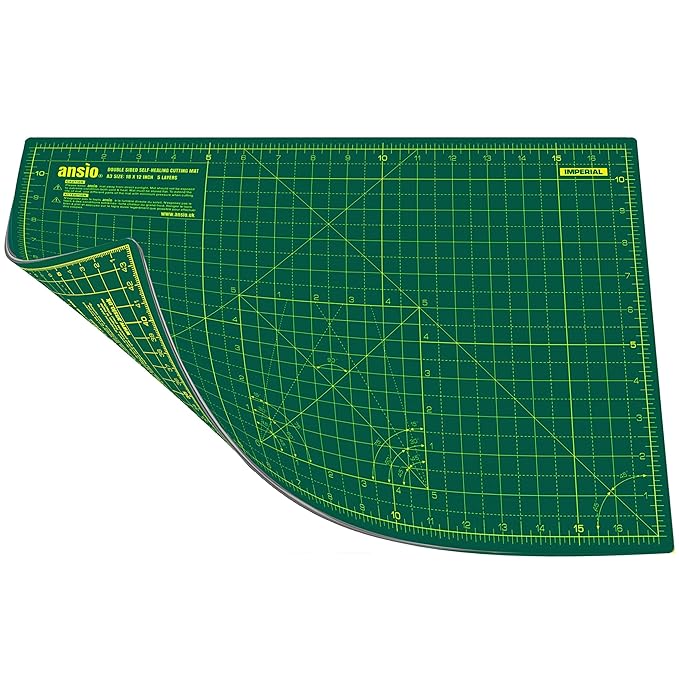 ANSIO A3 Doppelseitige Selbstheilung 5 Schichten Schneidematte Imperial / Metric 17 Zoll x 11 Zoll / 45 x 30 cm - Grün/Grün