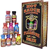 Hot Sauce Challenge Book Of Pleasure & Pain - 12 – 0.75 Ounce Bottles Gift Set - Perfect Premium Gourmet Hot Sauce Gift Set - Try If You Dare!