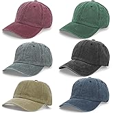 WRINGKIT 6 Pieces Washed Plain Baseball Cap, Unisex Vintage Cotton Baseball Cap, Distressed Twill Adjustable Golf Dad Hat, Retro Unstructured Baseball Hat for Men, Women