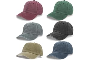 WRINGKIT 6 Pieces Washed Plain Baseball Cap, Unisex Vintage Cotton Baseball Cap, Distressed Twill Adjustable Golf Dad Hat, Re