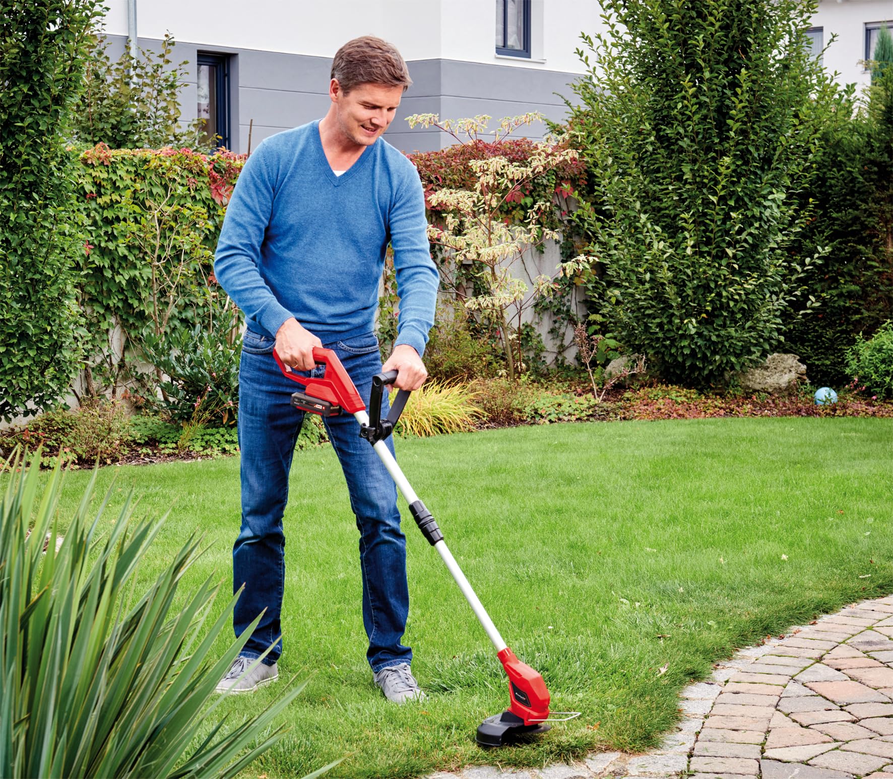 Einhell Rasentrimmer GC-CT 18/24 Li – Solo Power X-Change (18 cm, Li-Ion, 24 cm Schnittbreite, Einstellbarer Teleskop-Führungsholm, inkl. 20 Kundststoffmesser, Flowerguard, ohne Akku) 4
