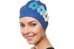 Beemo Latex Swimming Cap for Women, Swim Cap for Long Hair or Short Hair, Bath & Swim Caps to Shield Hair from Damage, Use as Large Shower Cap