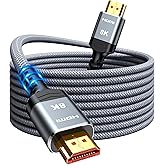 Snowkids 8K Long HDMI Cable 15ft 2.1, Ultra High Speed 48Gbps HDMI-Lead Cord 8K 60Hz 4K 120Hz, HDCP 2.2&2.3, HDR, eARC Compat