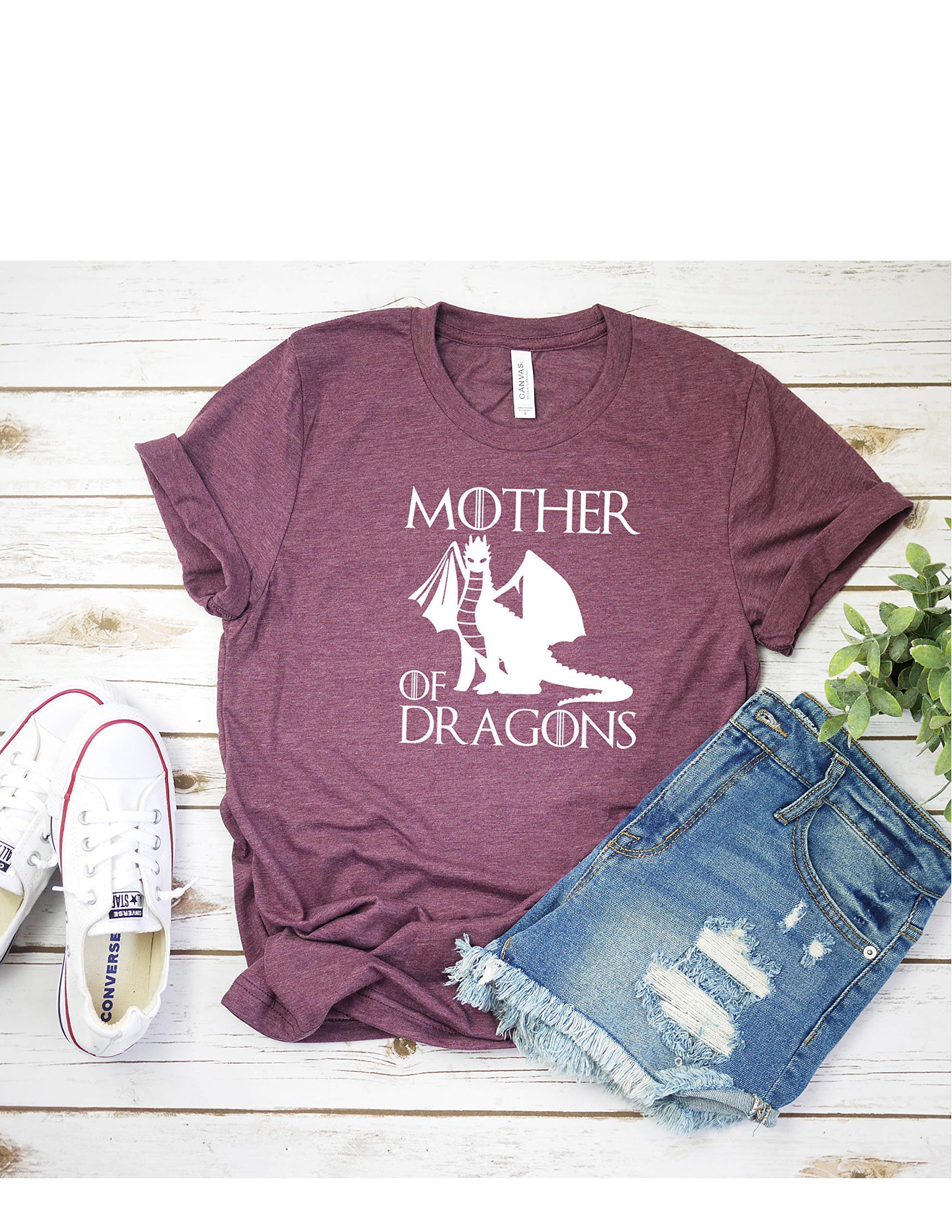 Mother Of Dragons T Shirt - Unisex T- Shirt - Graphic T - Heather Maroon Colored T-shirt -