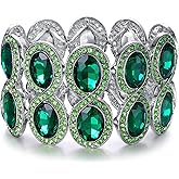 Flyonce Women's Rhinestone Crystal Art Deco Wedding Brides Elastic Stretch Bracelet