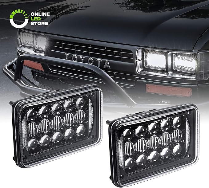 2pc 4x6 LED Headlights [48W] [Builtin DRL] [H4 Socket