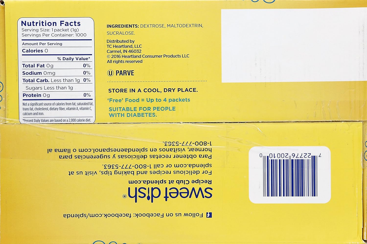 Splenda Nutrition Facts 1 Tsp Blog Dandk