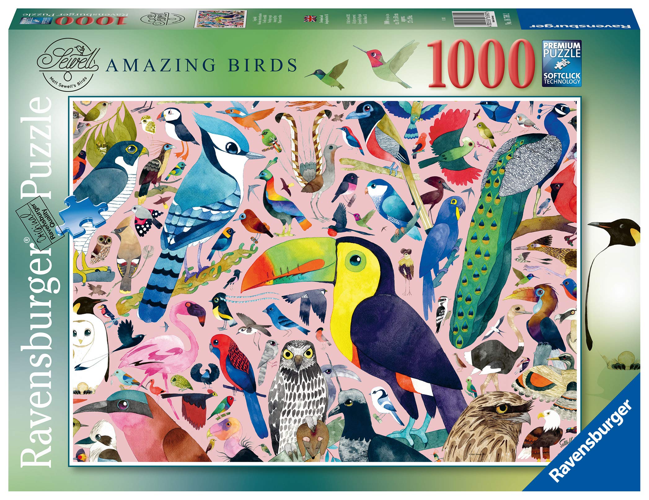 Ravensburger Matt Sewell’s Amazing Birds 1000 Piece Jigsaw Puzzle for Adults & Kids Age 12 Years Up
