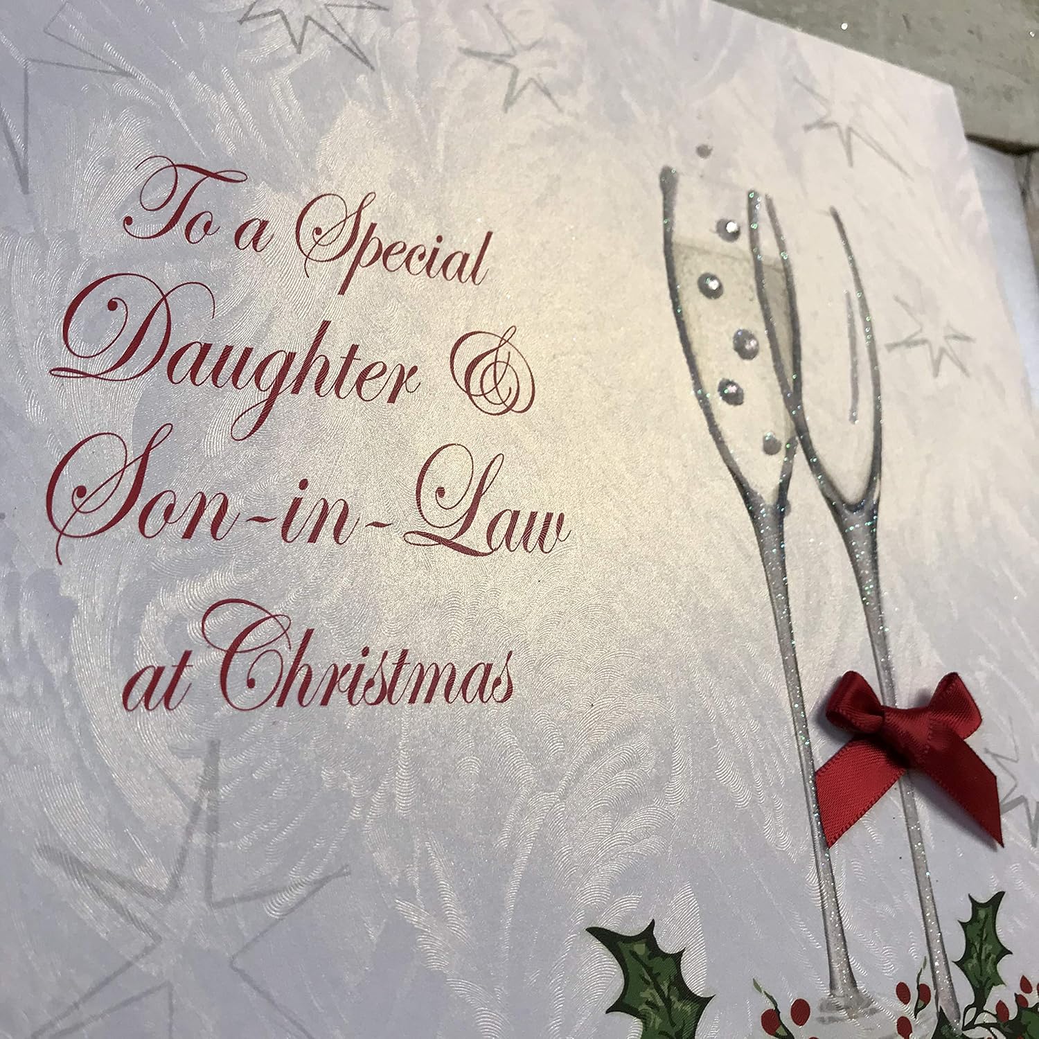 white cotton cards XC5 To a Special Daughter and Son In-Law At Christmas Handmade Large Christmas Card, White - Image 3