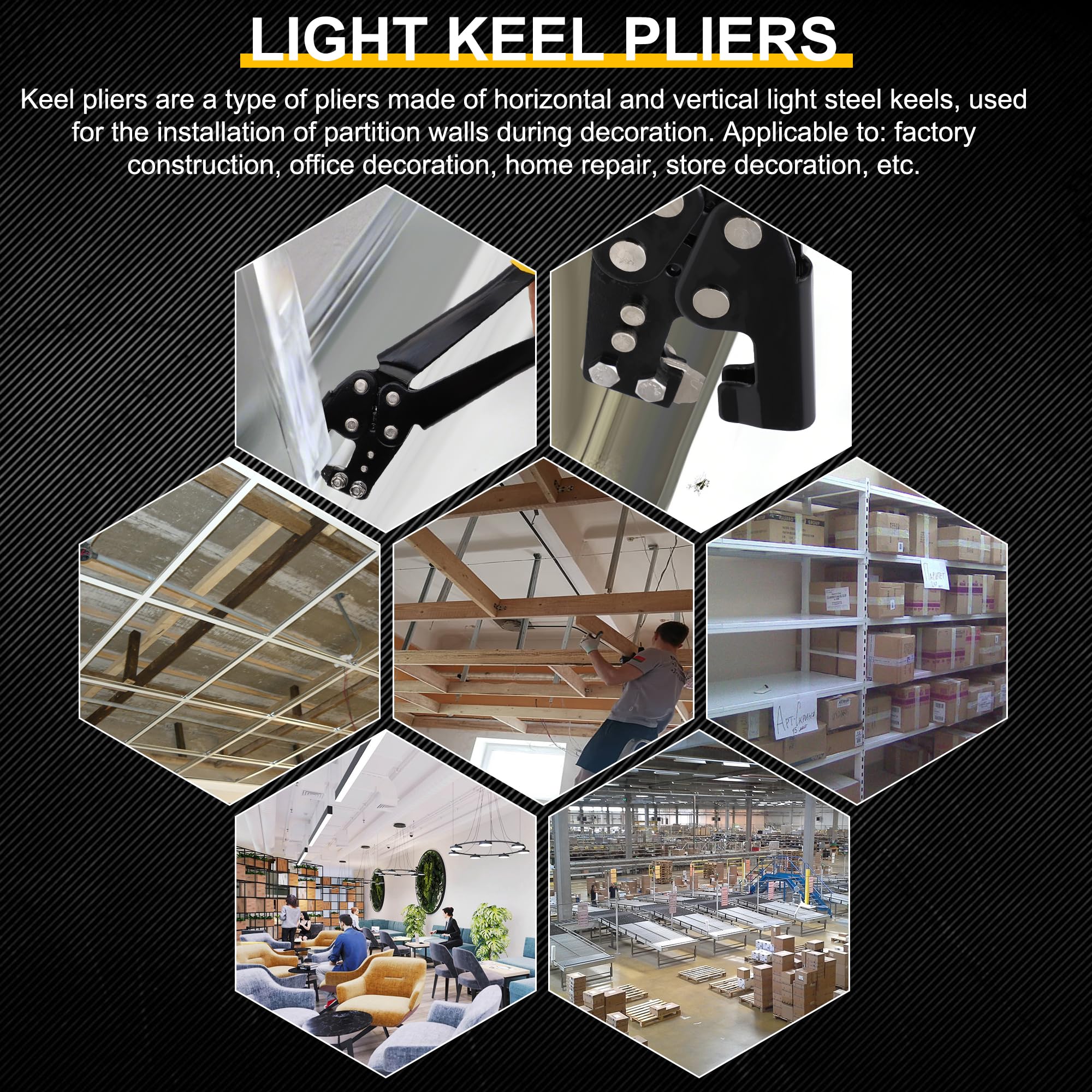 Profil Verbundzange Trockenbau,310mm Profilverbundzange,Trockenbau Zange,Crimpzange Leichte Stahlkiel-Lochzange Mit Griff Bolzen Crimper für Dekorationsdecken 7