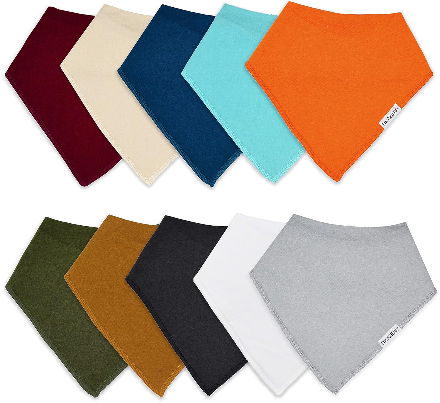 TheAZBaby Baby Bandana Drool Bibs 10-Pack Baby Bibs for Boys, Girls, Unisex for Teething and Drooling : Clothing