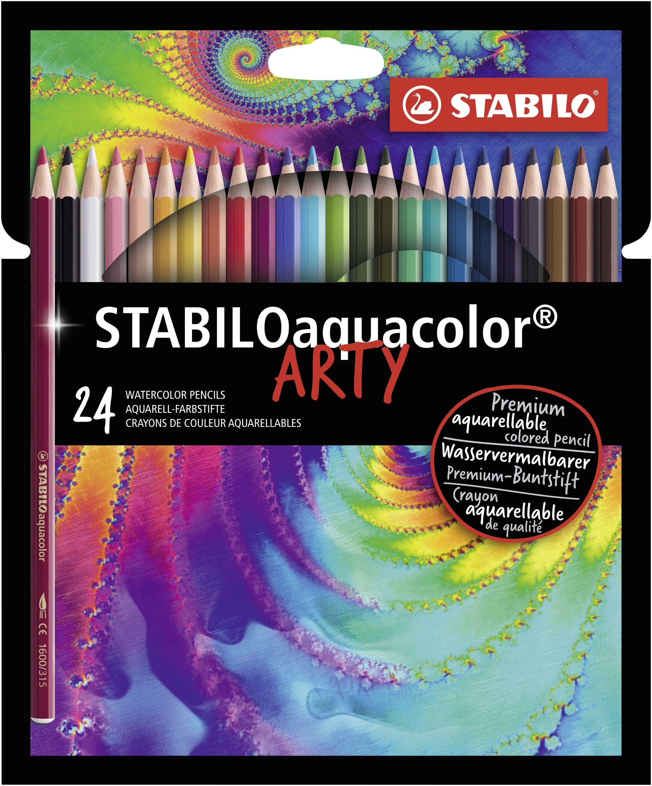 STABILO aquacolor - Aquarellable Colouring Pencil - ARTY - Pack of 24 - Assorted Colours