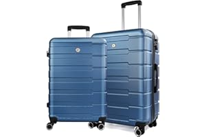 LUMINATERY Luggage Sets 2 piece,Carry On Lightweight Luggage with Spinner Wheels,ABS HardShell and Tsa Lock Luggage, for Woman Men,Blue,24/28 Inch