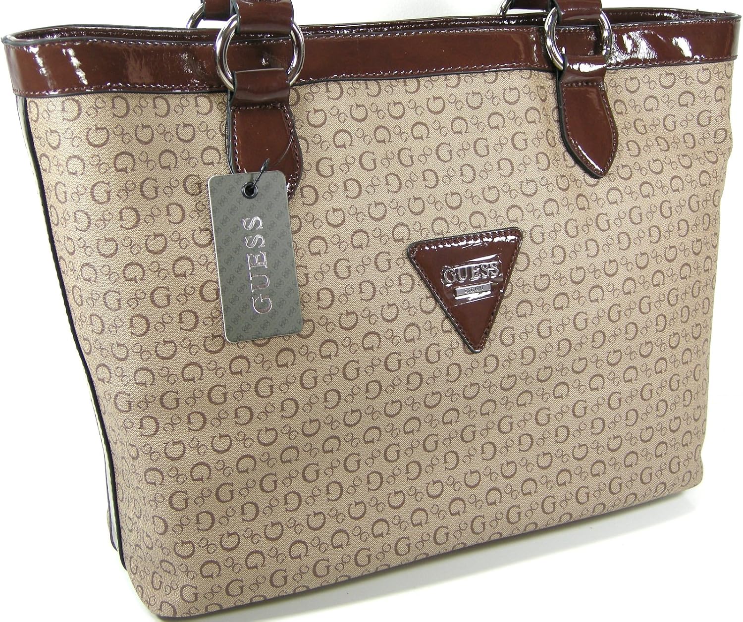 Guess G Logo Purse Tote Shoulder Hand Bag Mocha Brown Engagement