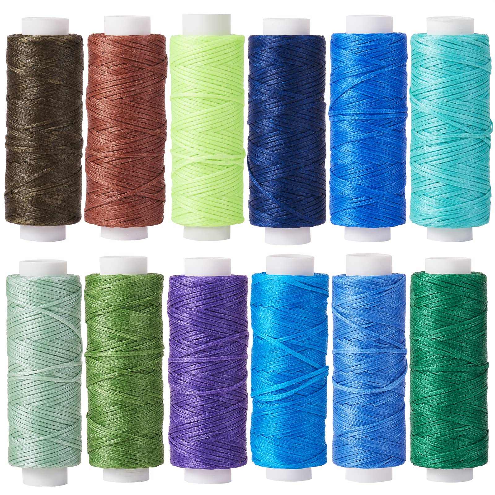 BEEFLYING 12 Rolls 0.8mm Waxed Thread for Sewing, Polyester Waxed Cord Sewing Thread String for Macrame, Bookbinding, Jewelry Diy, Handcraft and Leather Project