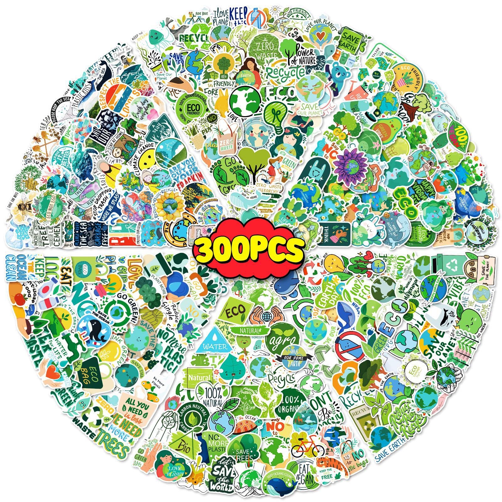Protect The Earth Stickers for Laptop (200 PCS),Gift for Children Teens Adults Girl Boys,Waterproof Stickers for Water Bottle,Environmental Vinyl Stickers for Scrapbook,Skateboard,Bike,Phone,Dairy