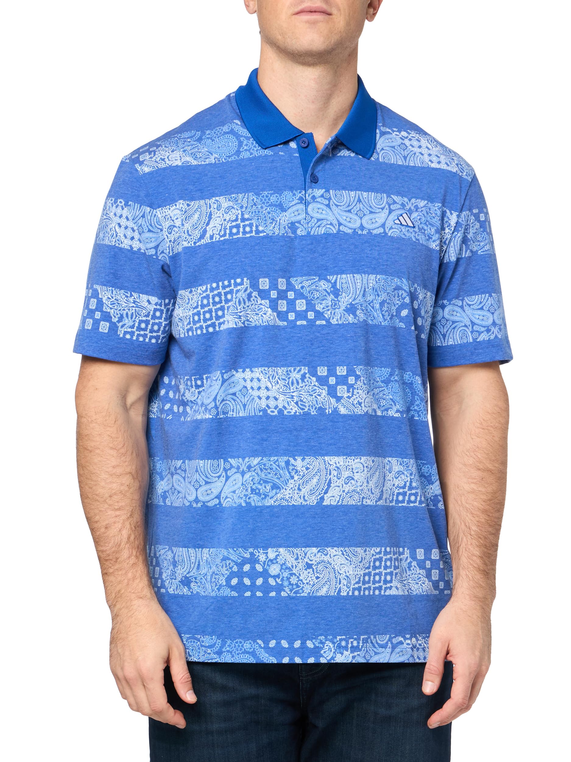 adidas Men’s Standard Go-to Printed Polo Shirt, Team Royal Blue Melange