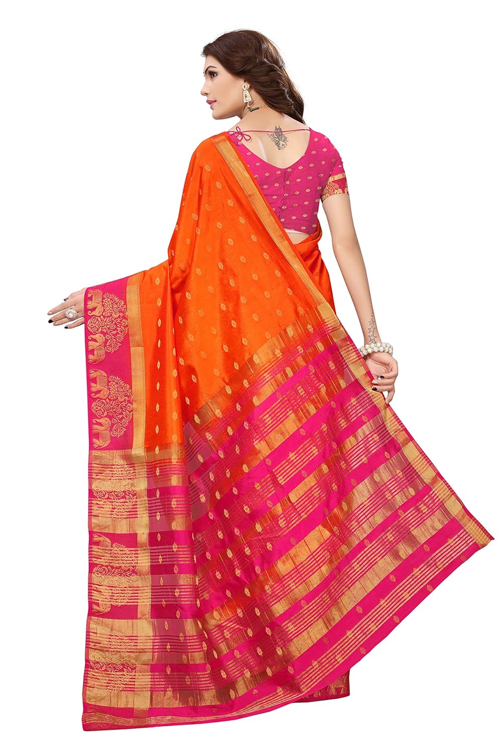 anni designer women's silk saree with blouse piece