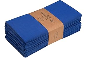 Urban Villa Dinner Napkins Solid Slub Set of 12 Royal Blue Color Premium Quality Dinner Napkins Size 20X20 in Cloth Napkins Cotton Cloth Napkins with Mitered Corners Ultra Soft Dinner Napkins