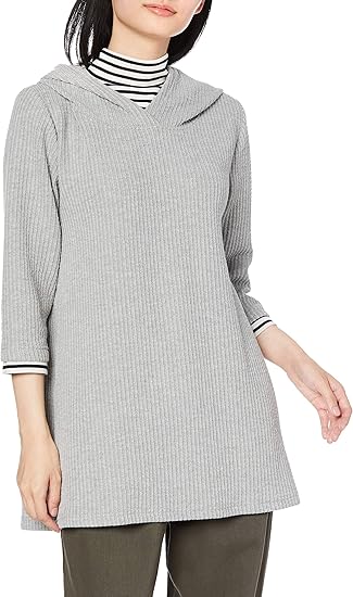 Amazon セシール パーカー レイヤード風 チュニック ボーダー Aライン ハイネック レディース グレー 3l ワンピース チュニック 通販