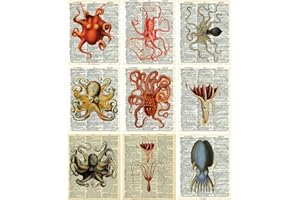 PAPER MOON MEDIA Vintage Octopus Collage Sheet Art Images for Decoupage, Scrapbooking, Jewelry Making