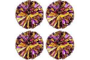 UEERDAND Pack of 4 Cheerleading Pom Poms 12 inch 80g Foil Plastic Metallic Cheerleader Pom Poms for Cheer Sport Kids Adults Team Spirit Cheering