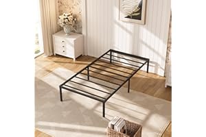 DERYONI 14 inch XL Twin Bed Frame No Box Spring Needed Heavy Duty Metal Twin XL Bed Frame Platform Steel Slat Support 750lbs Easy Assembly Noise Free Black Bed Frame Twin XL