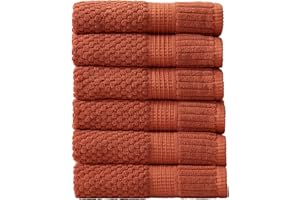 NY Loft 100% Cotton Hand Towel 6 Pack Hand Towel Set | Super Soft & Absorbent Quick-Dry Hand Towels 16" x 28" |Textured and Durable Cotton | Trinity Collection (6 Pack Hand Towel, Clay)