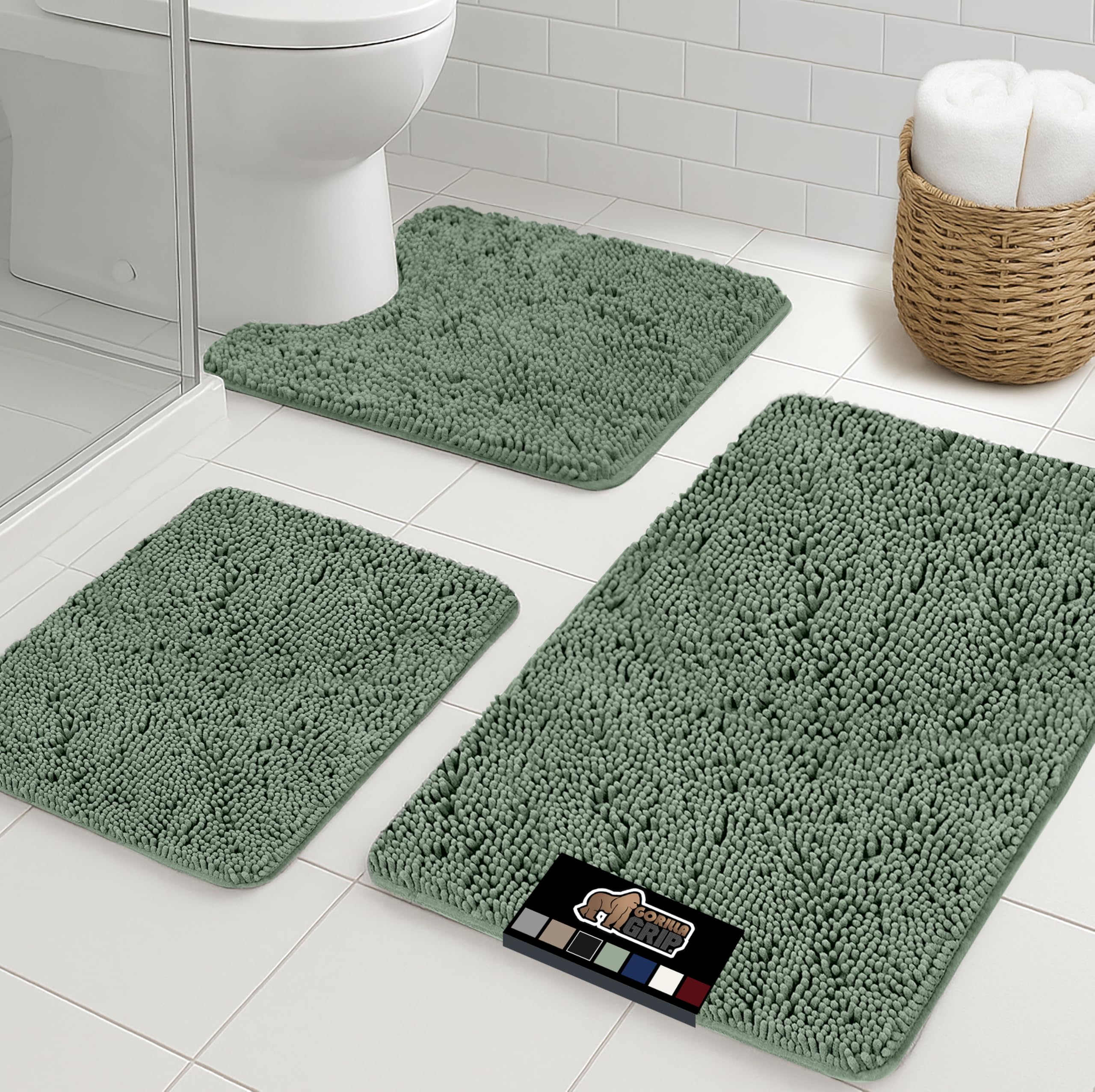 GORILLA GRIP Bathroom Rug Sets 3 Piece, Bath Mat