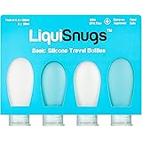 LiquiSnugs Basics - 100% Guaranteed Leak Proof - Silicone Travel Bottles (4 PACK) TSA Approved - by TravelSnugs