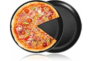 HaWare 12 Inch Pizza Pan Set of 2, Non-Stick Round Baking Pan for Oven, Stainless Steel Pizza Tray Cooking Pan, Heavy Duty Ba
