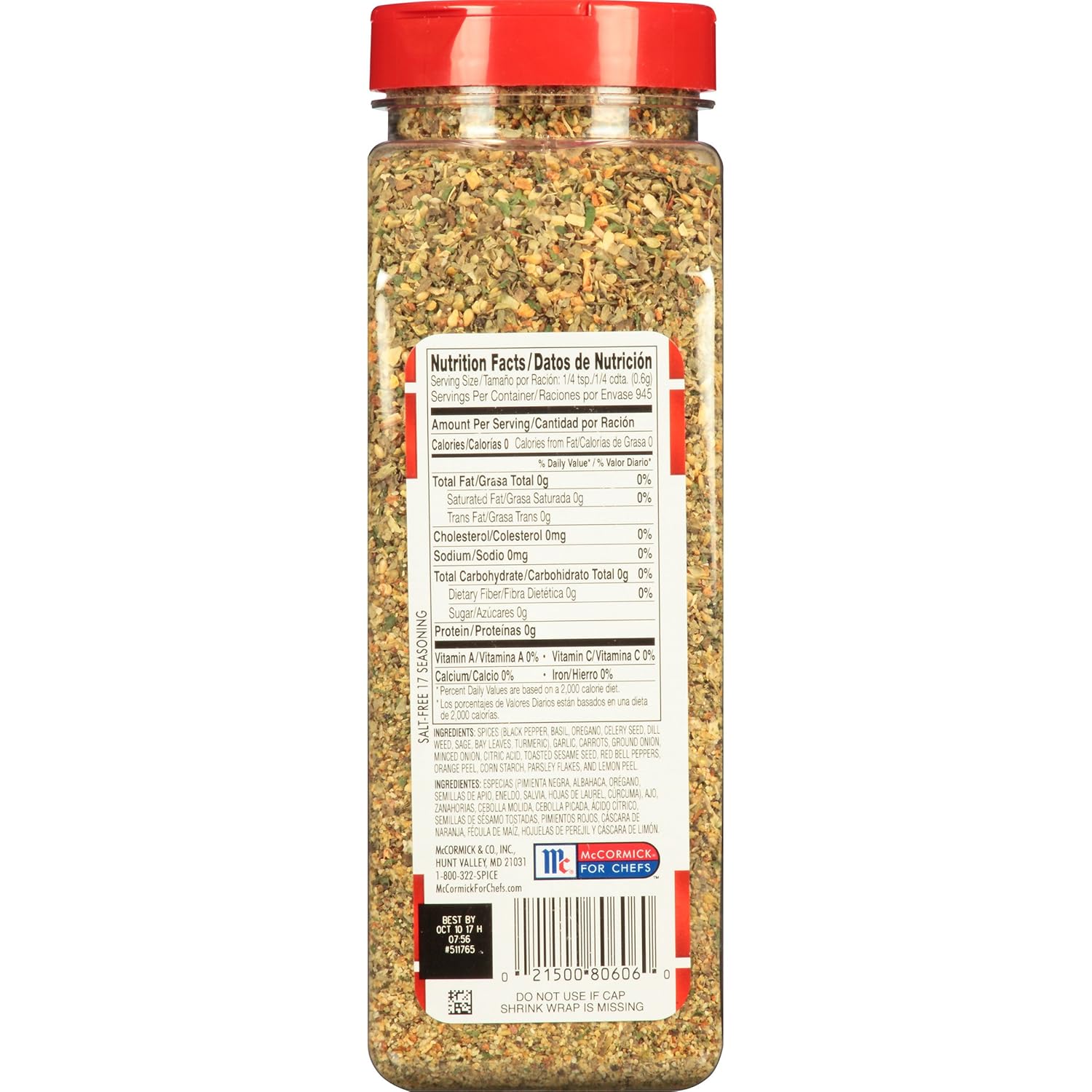 Lawry's Salt Free 17 Seasoning, 20 oz : Salt Substitutes : Grocery & Gourmet Food