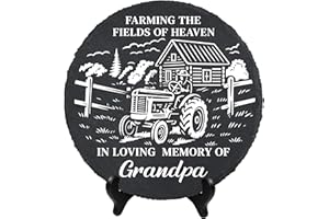 DIGIKAZZ Memorial Stepping Stone Farmer Grandpa, Farming with Angels, Sympathy Gift Tractor Wings Stone for Loss of Grandpa, in Memory of A Farmer Grandfather on Christmas
