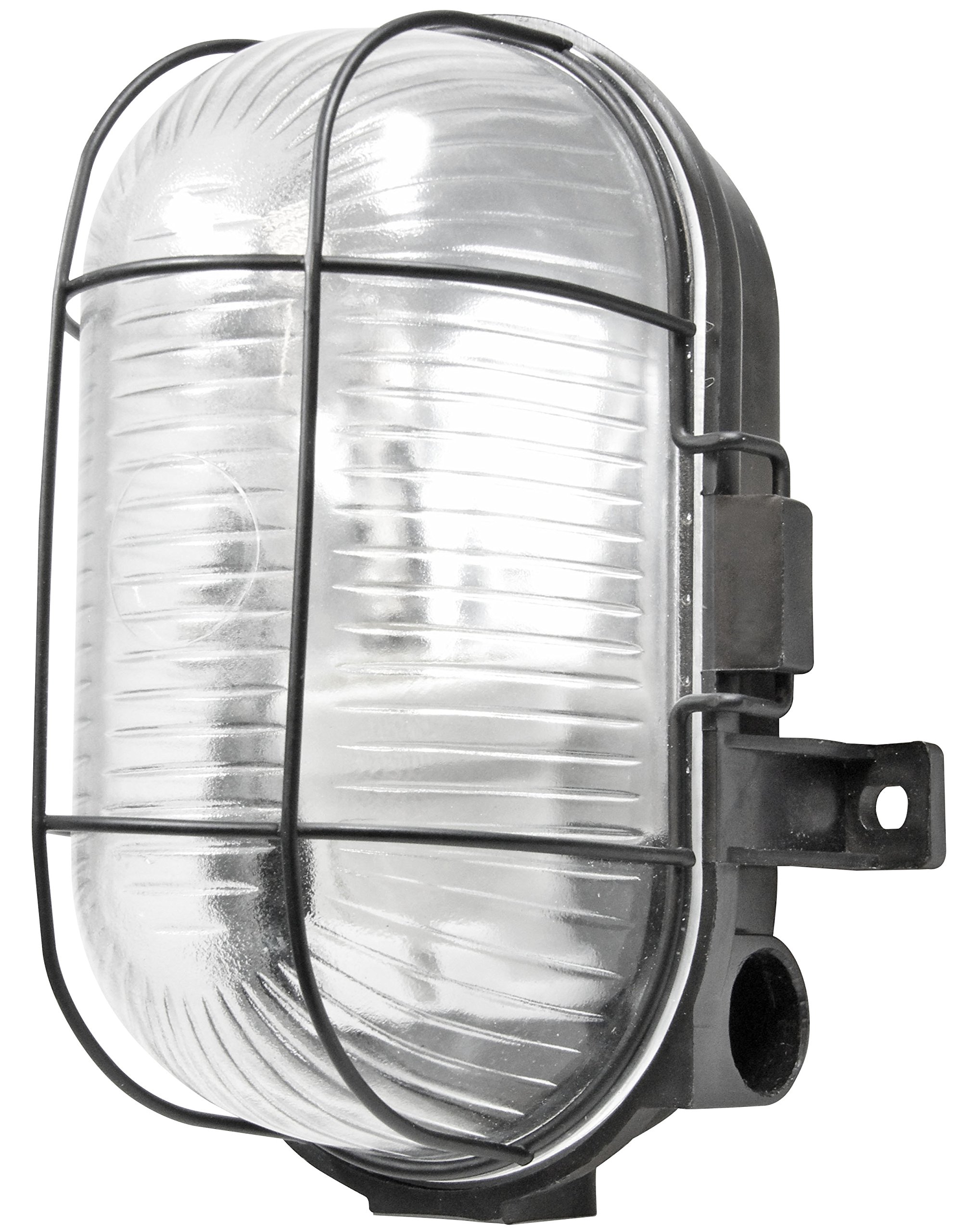 Powermaster S5879 Oval Caged Bulkhead Light, 60 W, Black