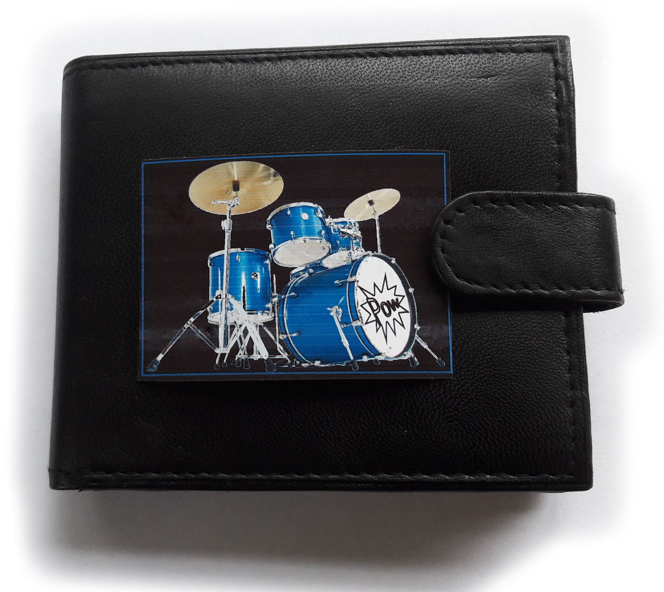 Stoneys Badges Drum Kit Anti RFID Theft Wallet Black Soft Leather Large Coin Pocket