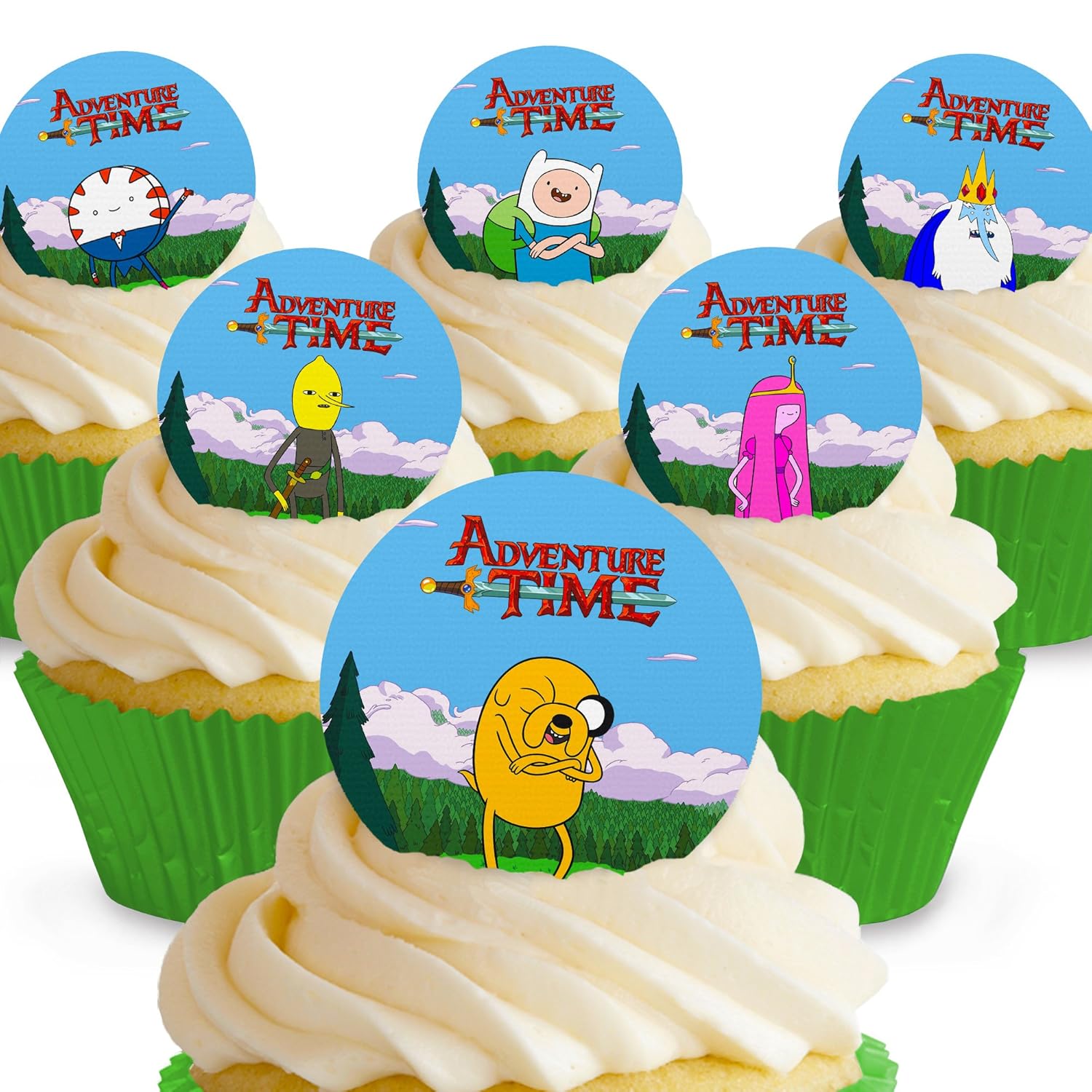 12 x Vorgeschnittene und Essbare Adventure Time Kuchen ...