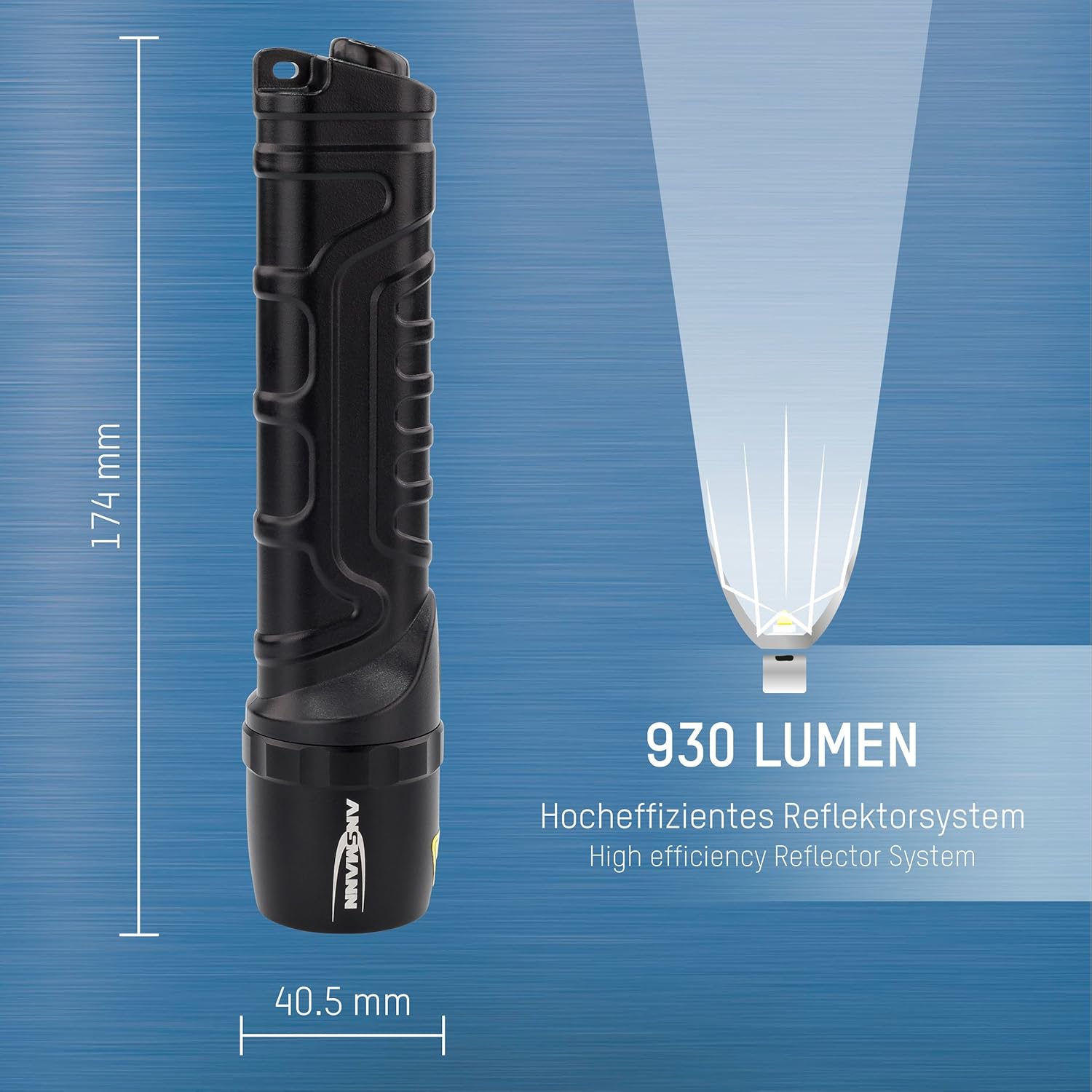 ANSMANN M900P M Series Torch Flashlight, Black, 17.4 x 4.05 x 4.05 cm - Image 3